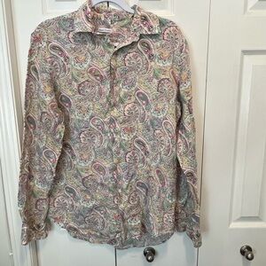 Robert Friedman size M Paisley Long Sleeve Shirt 100% Linen
